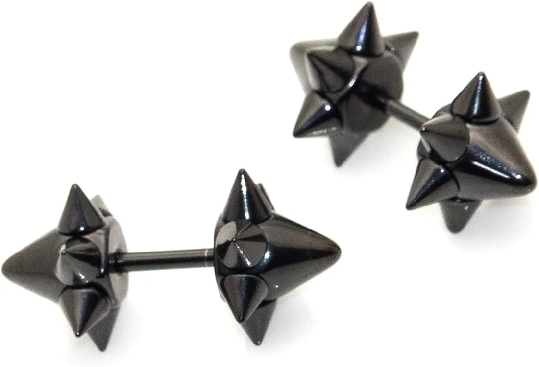 Punk Rock Stainless Steel Spike Rivet Stud Earrings