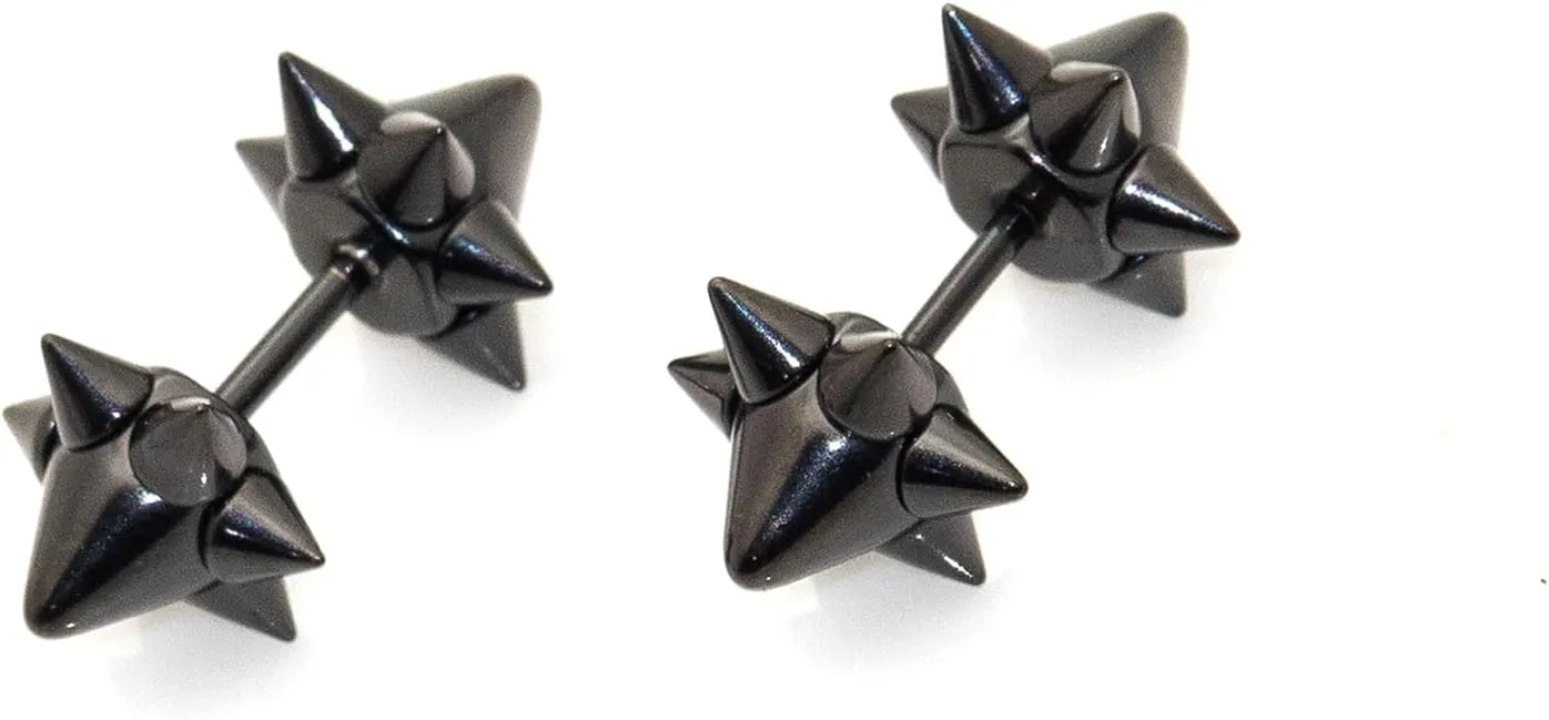 Punk Rock Stainless Steel Spike Rivet Stud Earrings
