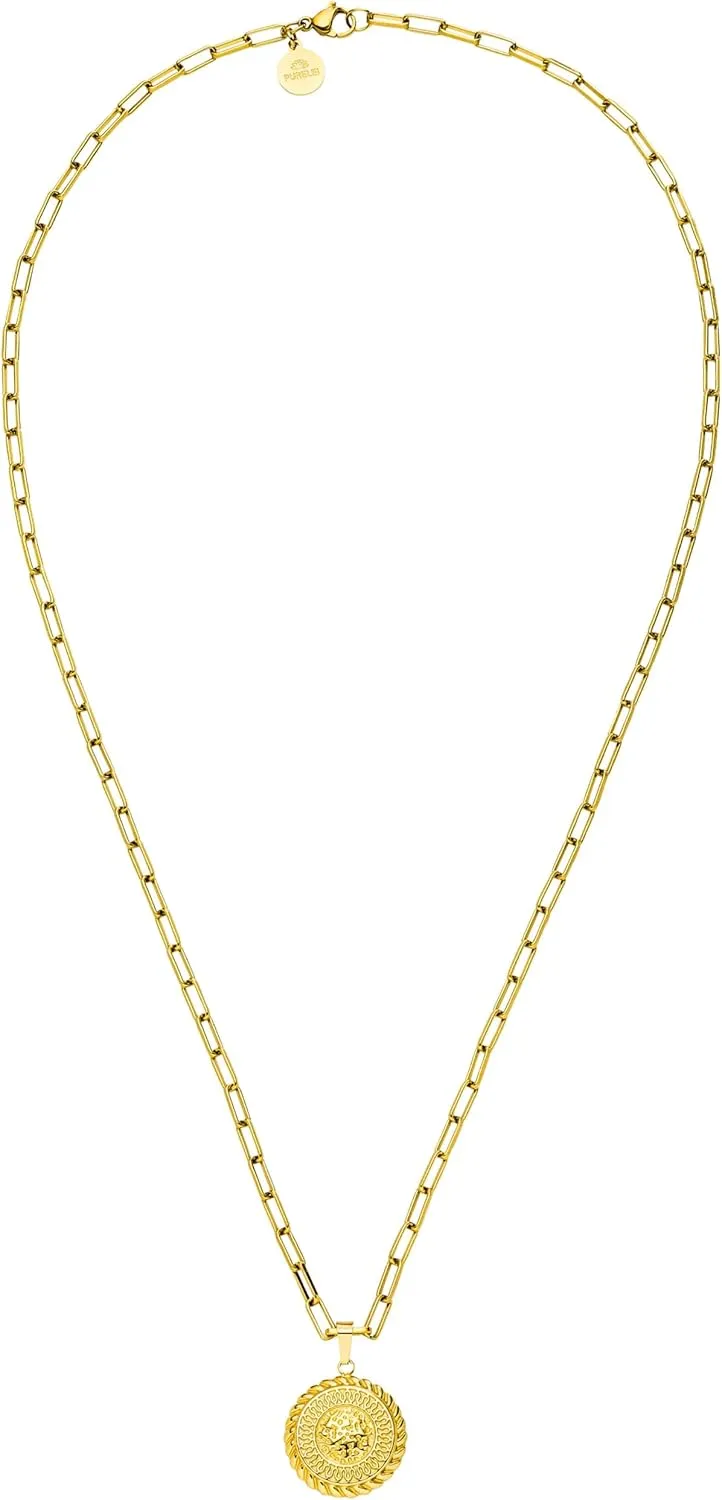Purelei Waina Necklace (gold)  18K Gold plated stainless steel jewelry  Waterproof chain with sun pendant  19.69-21.65 inches adjustable length  Fashion jewelry for your individual look