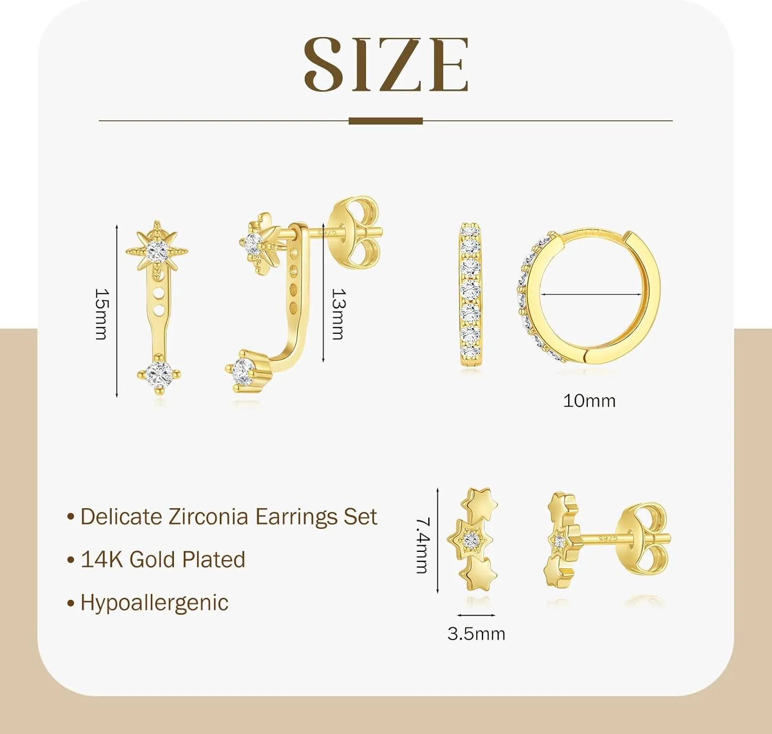 QUINBY Dainty Stud Earrings For Women,925 Sterling Silver Earring Sets For Multiple Piercing,Cartilage Hypoallergenic Earring Jackets For Sensitive Ears