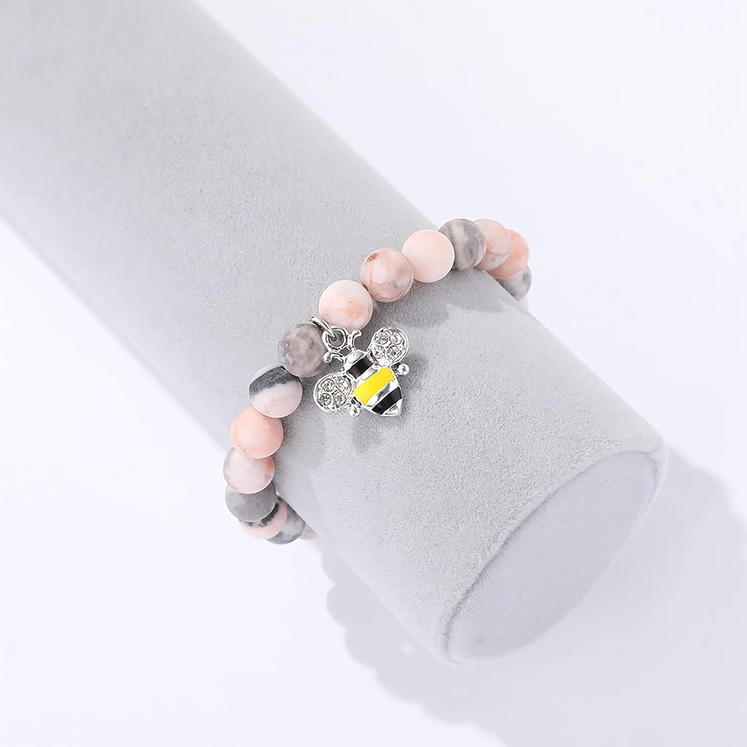 QWNHONEY Teacher Gifts for Women Teacher Appreciation Gifts Graduation Gift for Her Natural Stone High School Class of 2025 Apple Bee Compass Tree Charm Jewelry Bracelet