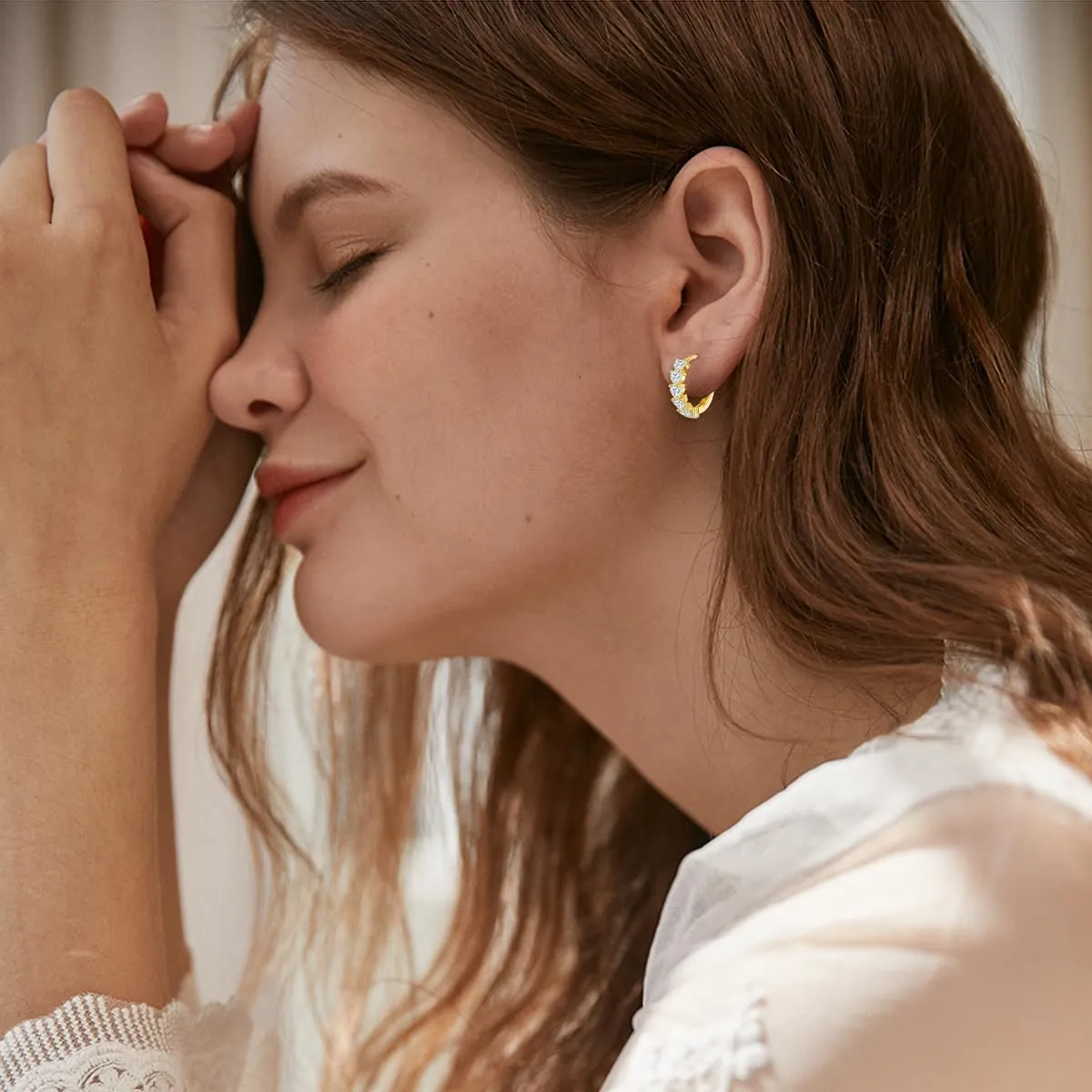 Rainbow Hoop Earrings 925 Sterling Silver Colorful Huggie Hoop Earrings Jewelry Gift for Women
