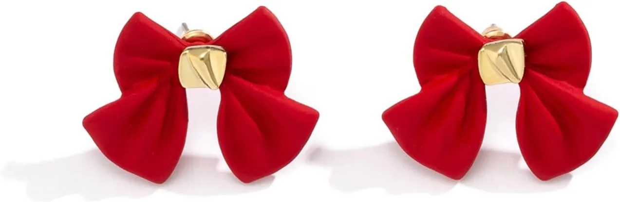 Red Bow Stud Earrings,Cute Bowknot Earrings for Women Teen Girls,Christmas Valentine's Day Theme Earrings Party Jewelry Gifts