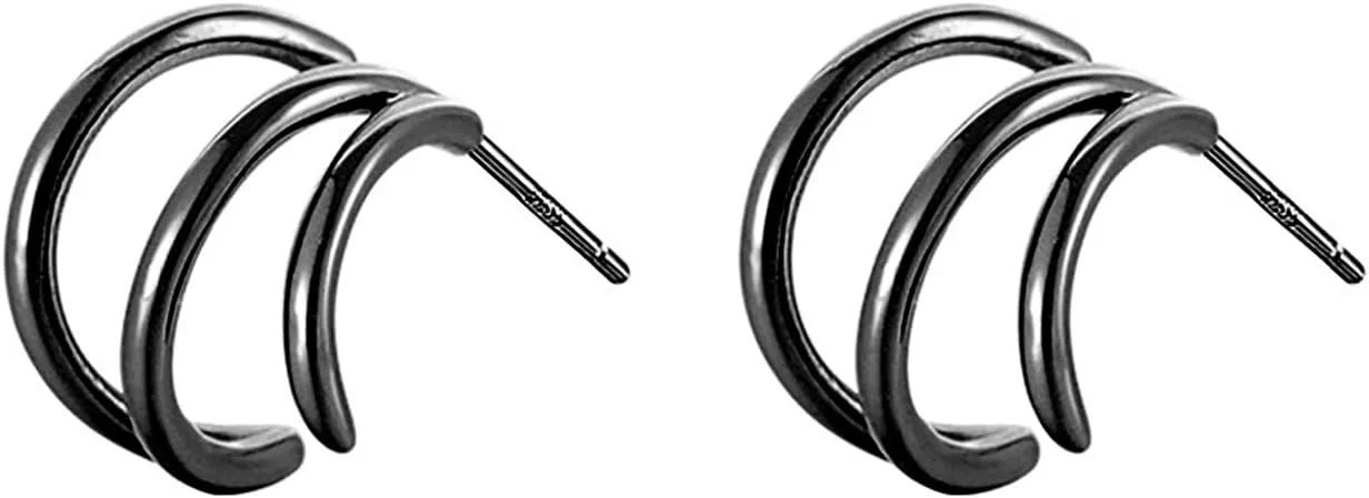 Reffeer Solid 925 Sterling Silver Multi Hoop Earrings Cuff Huggie for Women Teens Wrap Stud Earrings