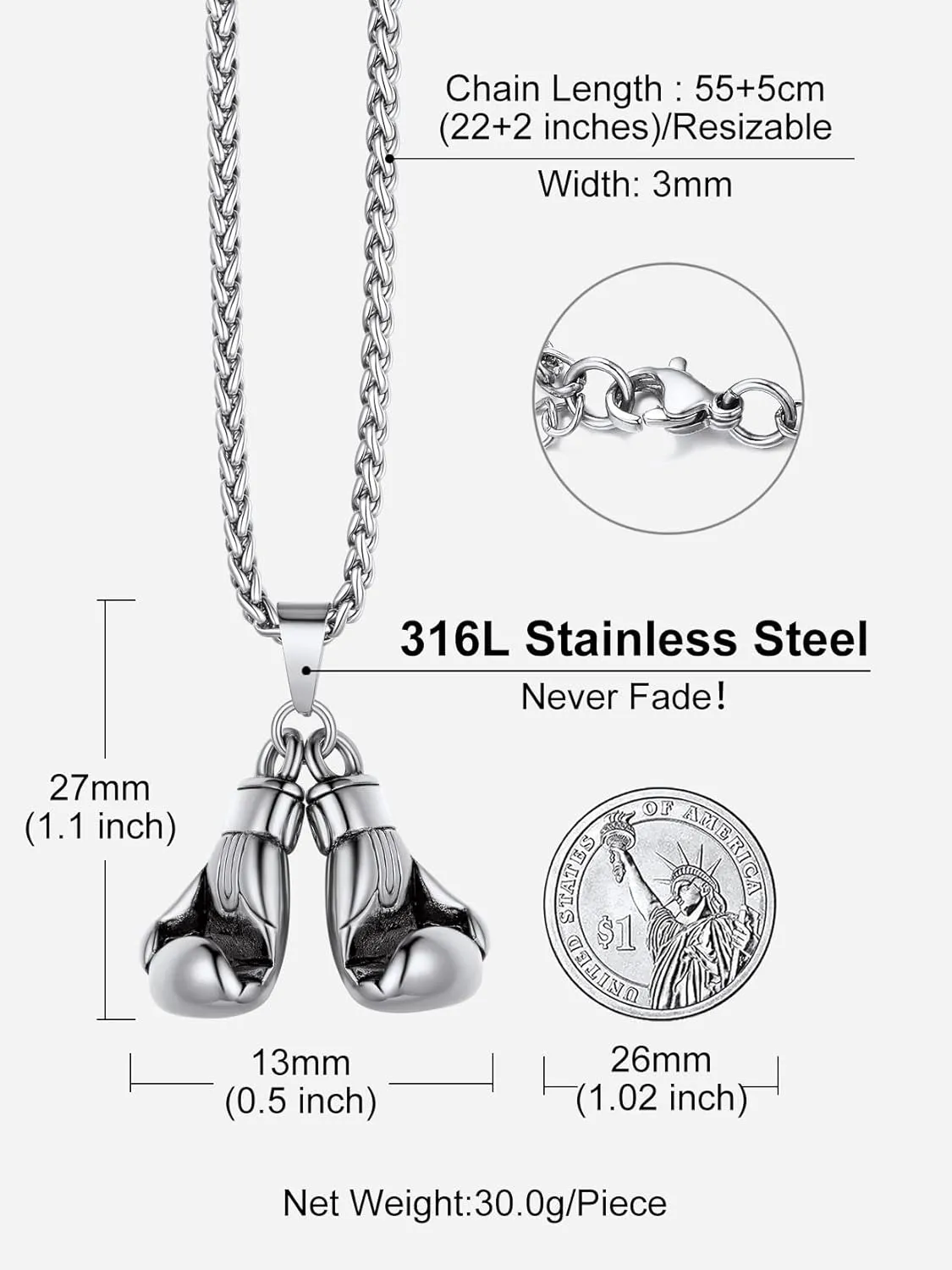 Richsteel Necklaces for Men Women Football/Basketball/Boxing Gloves/Shoes Pendant Stainless Steel Hip Hop Sports Fan Jewelry