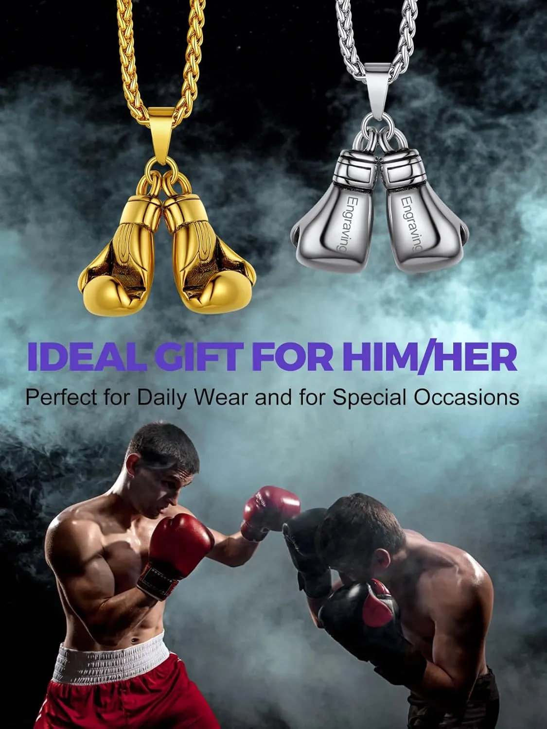 Richsteel Necklaces for Men Women Football/Basketball/Boxing Gloves/Shoes Pendant Stainless Steel Hip Hop Sports Fan Jewelry
