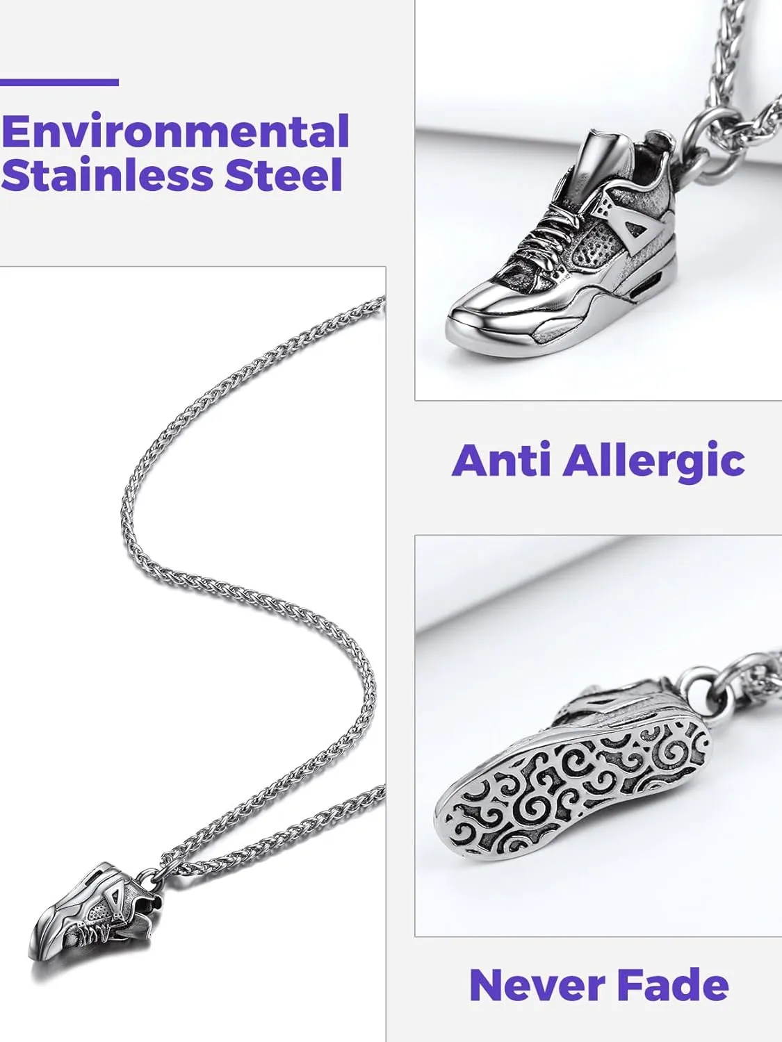 Richsteel Necklaces for Men Women Football/Basketball/Boxing Gloves/Shoes Pendant Stainless Steel Hip Hop Sports Fan Jewelry