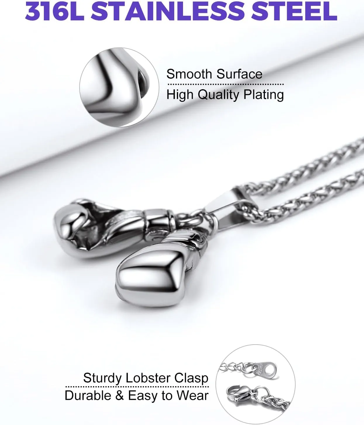 Richsteel Necklaces for Men Women Football/Basketball/Boxing Gloves/Shoes Pendant Stainless Steel Hip Hop Sports Fan Jewelry