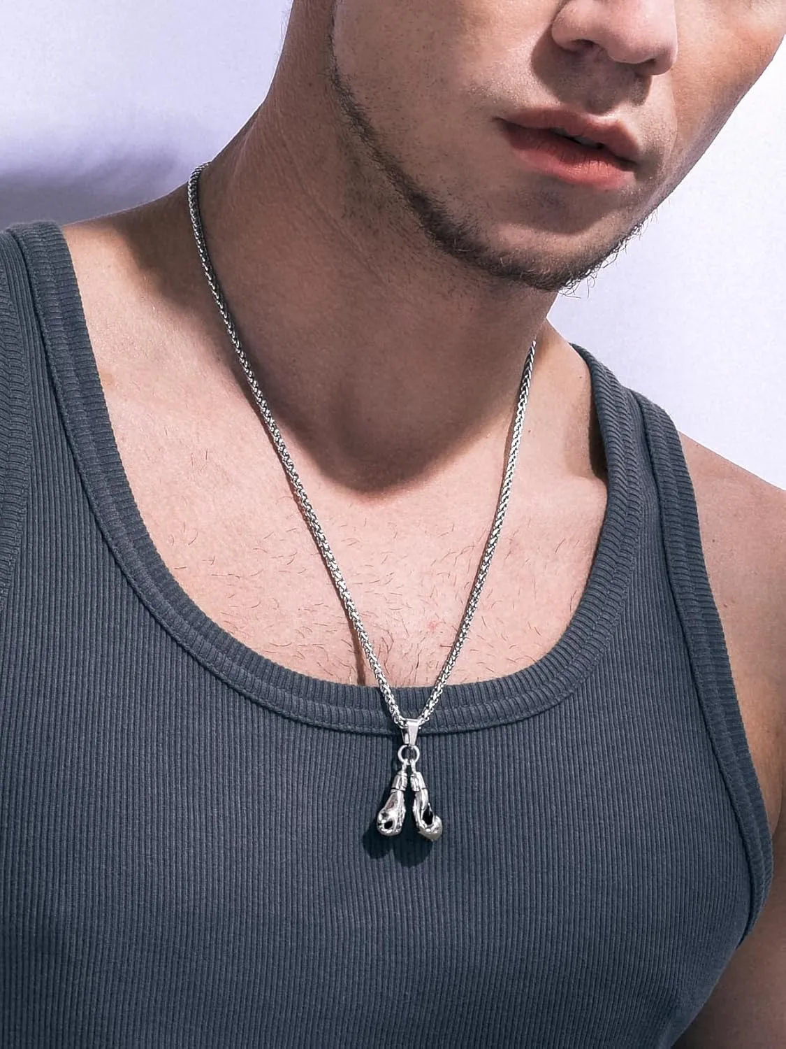 Richsteel Necklaces for Men Women Football/Basketball/Boxing Gloves/Shoes Pendant Stainless Steel Hip Hop Sports Fan Jewelry