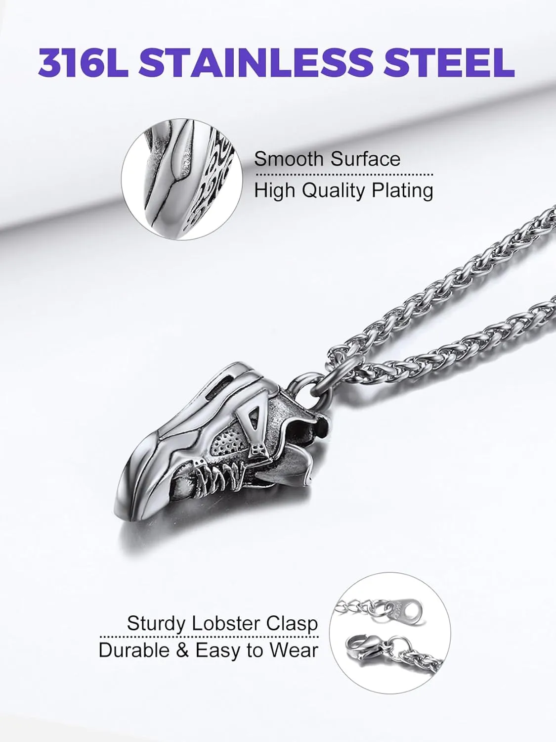 Richsteel Necklaces for Men Women Football/Basketball/Boxing Gloves/Shoes Pendant Stainless Steel Hip Hop Sports Fan Jewelry
