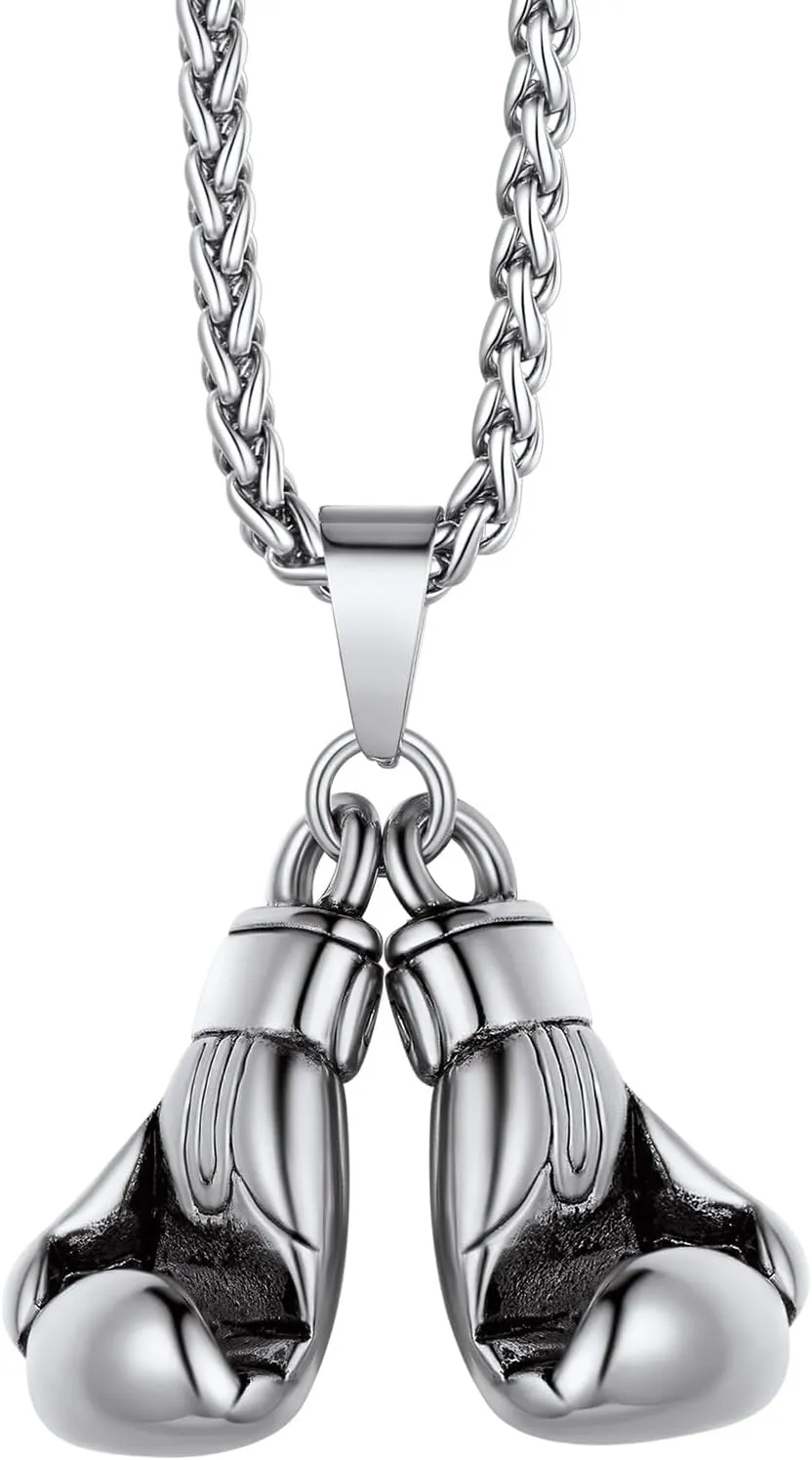 Richsteel Necklaces for Men Women Football/Basketball/Boxing Gloves/Shoes Pendant Stainless Steel Hip Hop Sports Fan Jewelry