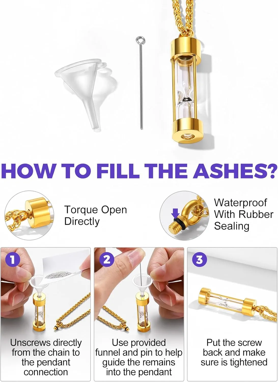 Richsteel Urn Necklaces for Ashes for Women Men Cremation Pendant Necklace for Ashes Stainless Steel Memorial Jewelry