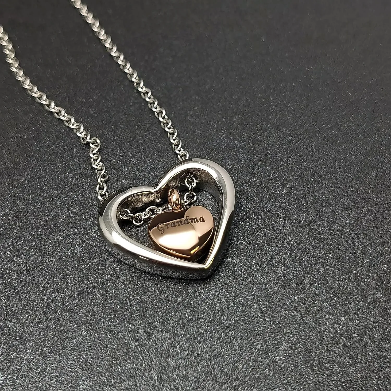Rose Gold Double Heart Urn Necklaces for Human Pet Ashes Cremation Jewelry for Ashes Keepsake Memorial Pendant Jewelry