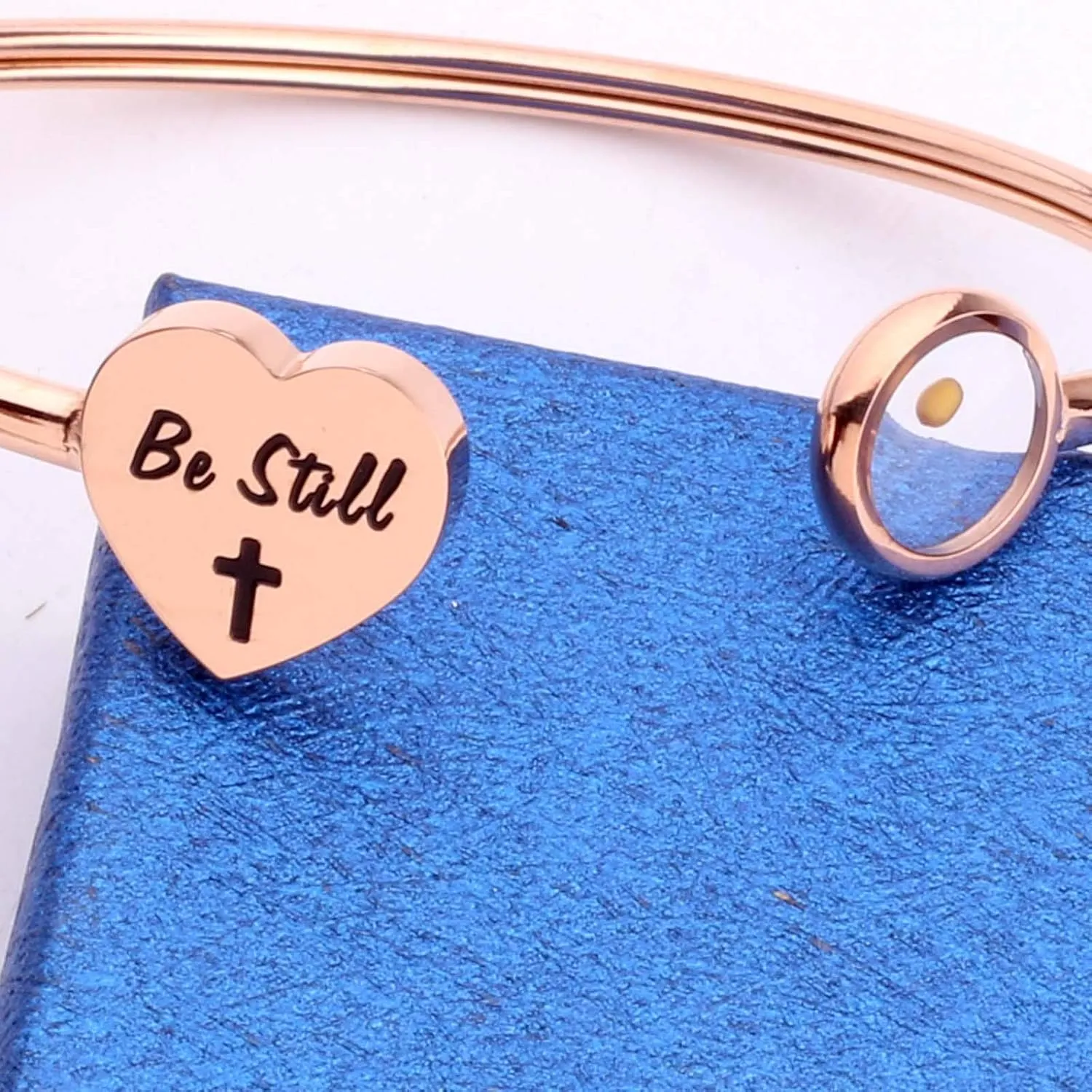 Rose Gold Inspirational Faith Bracelet Jewelry Mustard Seed Flexible Bracelets