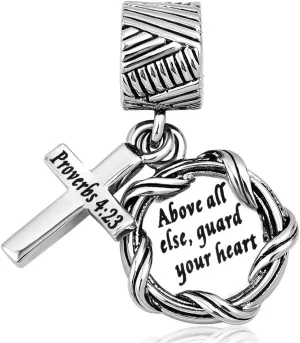 Roy Lopez Religious Bible Christian Cross Heart Charm Beads for Bracelets