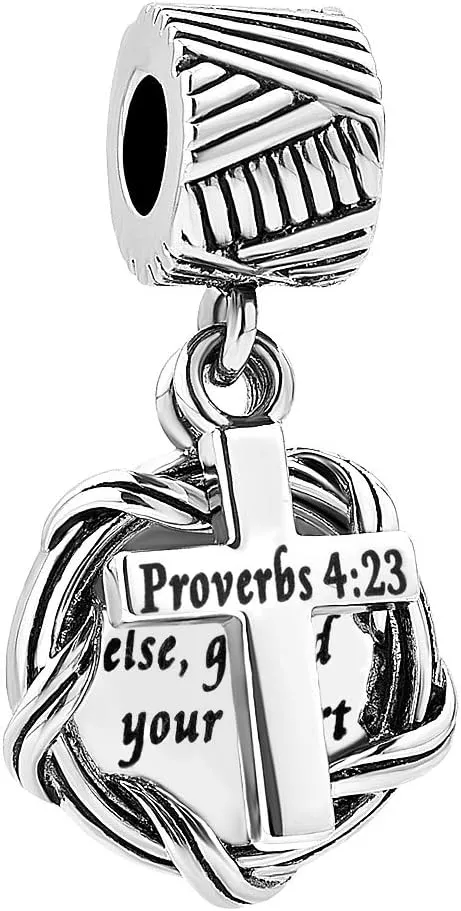 Roy Lopez Religious Bible Christian Cross Heart Charm Beads for Bracelets