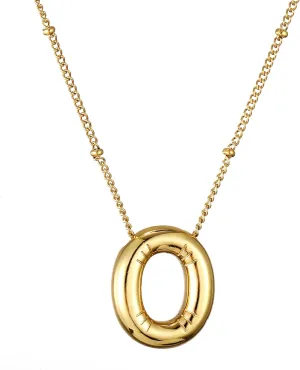 RWQIAN Initial Necklaces for Women Bubble,Gold Plated Initial A-Z Alphabet Pendant Necklace,Dainty Letter Puffy Name Personalized Jewelry Gifts for Girls
