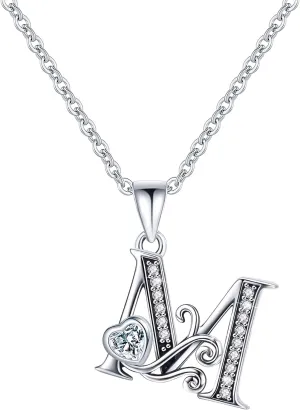 S925 Sterling Silver Initial Letter Necklaces for Women Dainty Letter Chain Necklace for Women Personalized Jewelry Gifts