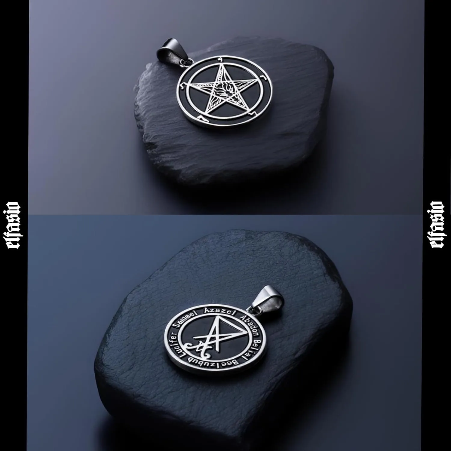 Satanic Necklace, Sigil of Baphomet Necklace, Stainless Steel Satan Church Jewelry, 3D Devil Demon Satan Goat Necklaces for Men Women