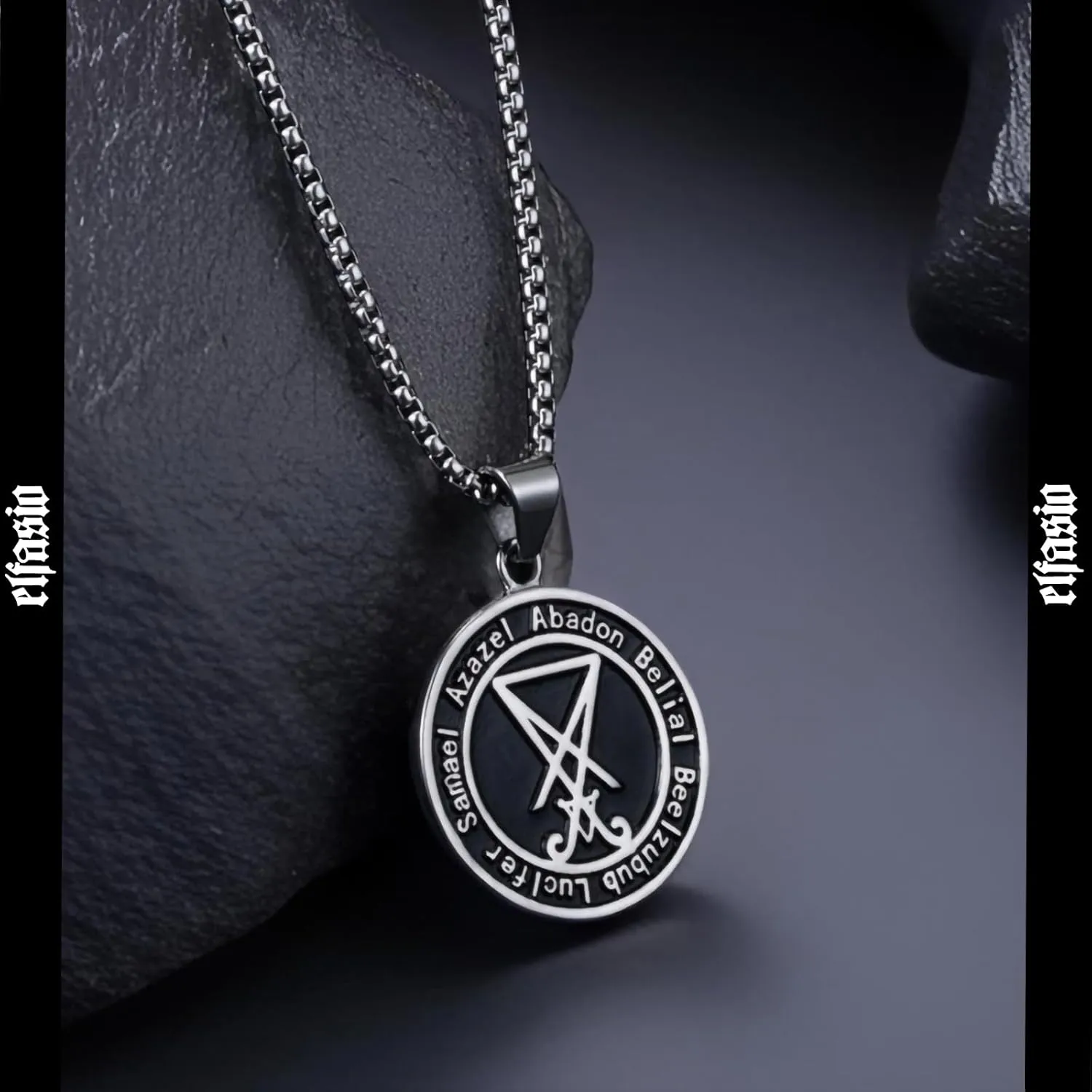 Satanic Necklace, Sigil of Baphomet Necklace, Stainless Steel Satan Church Jewelry, 3D Devil Demon Satan Goat Necklaces for Men Women