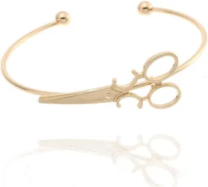 Scissor Open Cuff Bracelet Geometric Circle Ball Knife Bangle Bracelets Women Hairdresser Gifts