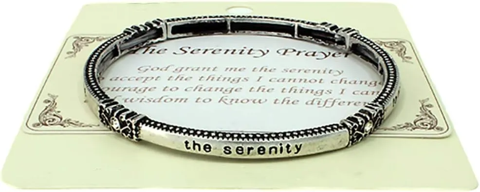 Serenity Prayer Inspirational Stretch Bangle Bracelets with Rhine stone