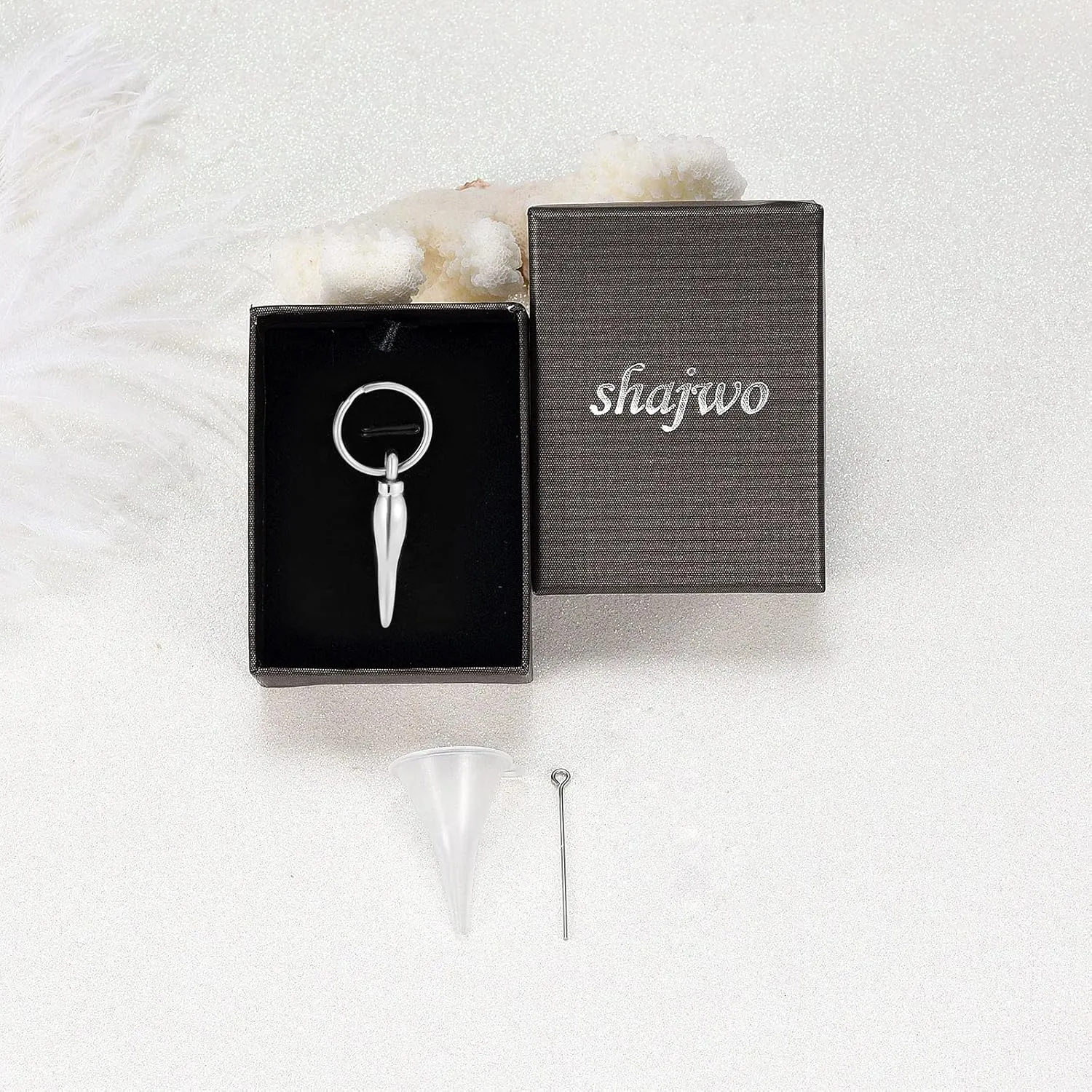 shajwo Cremation Jewelry Urn Necklaces for Ashes Italian Horn Urn Pendant Memorial Keepsake Jewelry for Human Men Women