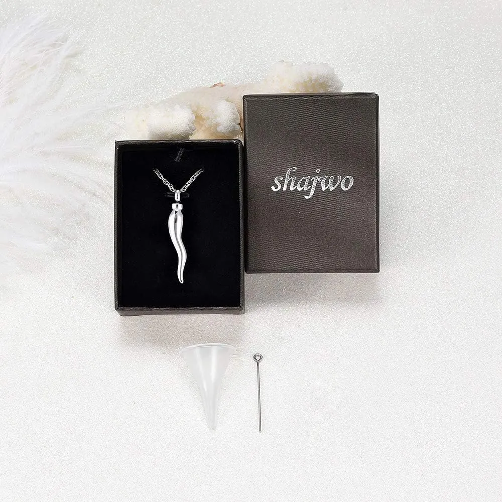 shajwo Cremation Jewelry Urn Necklaces for Ashes Italian Horn Urn Pendant Memorial Keepsake Jewelry for Human Men Women