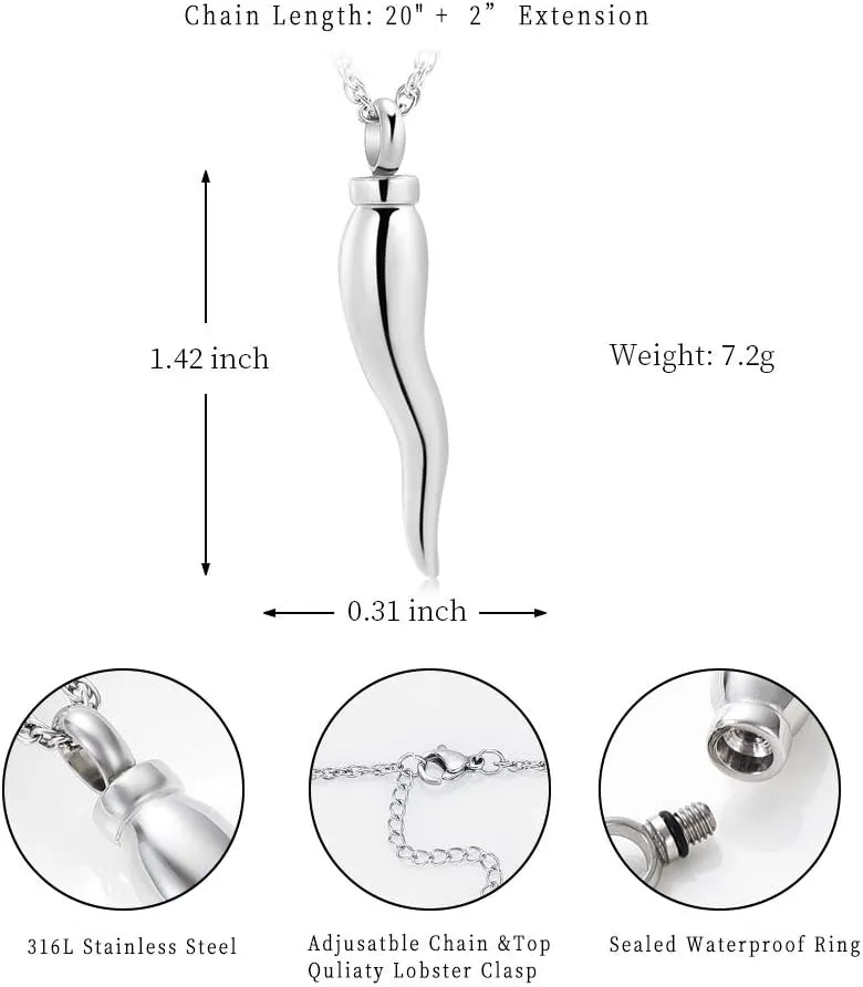 shajwo Cremation Jewelry Urn Necklaces for Ashes Italian Horn Urn Pendant Memorial Keepsake Jewelry for Human Men Women