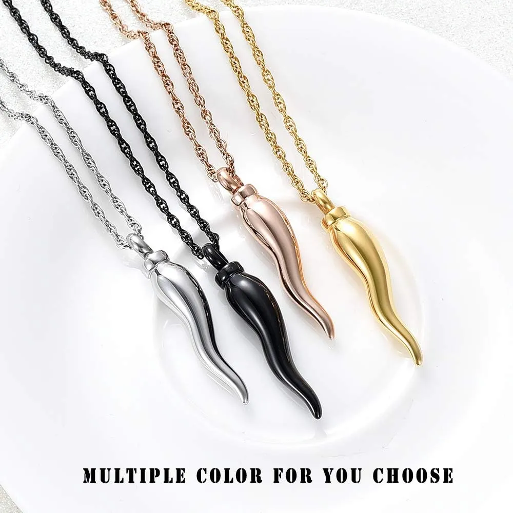 shajwo Cremation Jewelry Urn Necklaces for Ashes Italian Horn Urn Pendant Memorial Keepsake Jewelry for Human Men Women