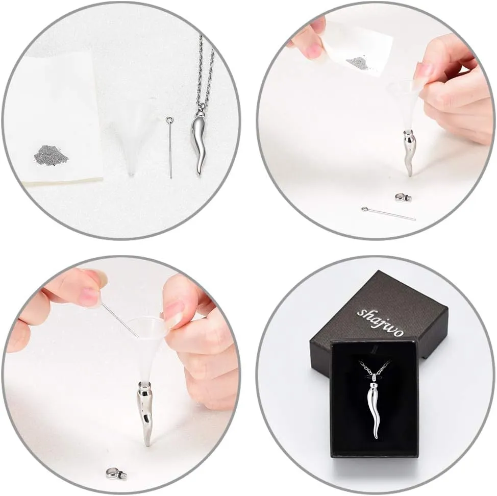 shajwo Cremation Jewelry Urn Necklaces for Ashes Italian Horn Urn Pendant Memorial Keepsake Jewelry for Human Men Women