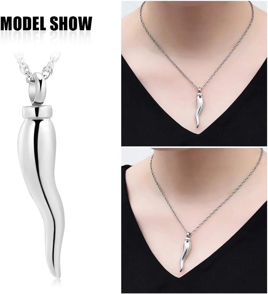shajwo Cremation Jewelry Urn Necklaces for Ashes Italian Horn Urn Pendant Memorial Keepsake Jewelry for Human Men Women