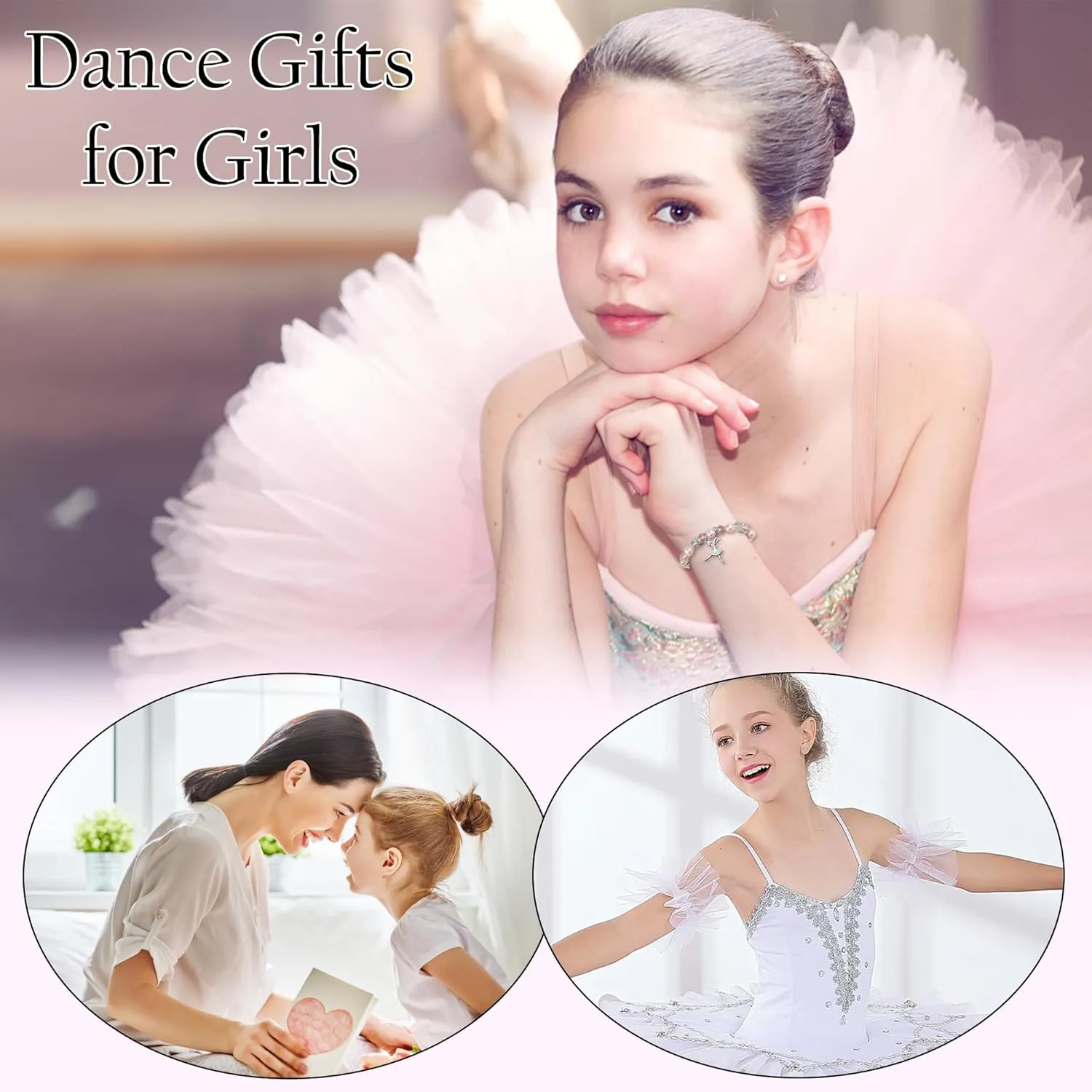 Shiny Pink Ballerina Bracelet for Girls - Ballet Dance Jewelry for Dance Lover, Team, Recital - Gift for Daughter, Niece, Dancer, Friend, Mate