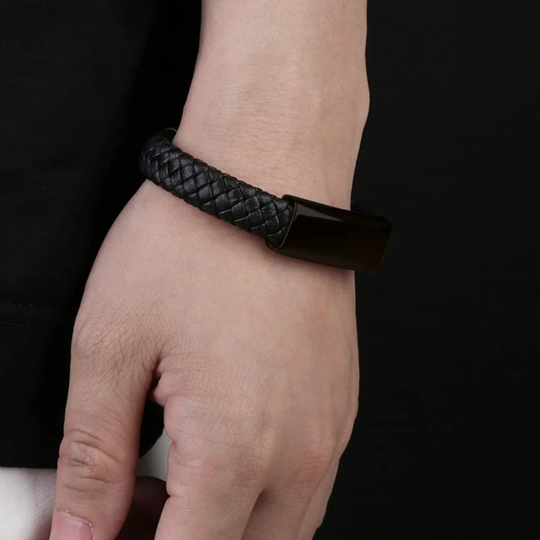 SHNIAN Woven Leather & Stainless Steel Friendship Cuffs Bracelets,Inspirational Motivational Bracelets Christian Prayer for Men and Teens - I You Jesus Wrist Strap, 6.5"/7.28"/7.87"