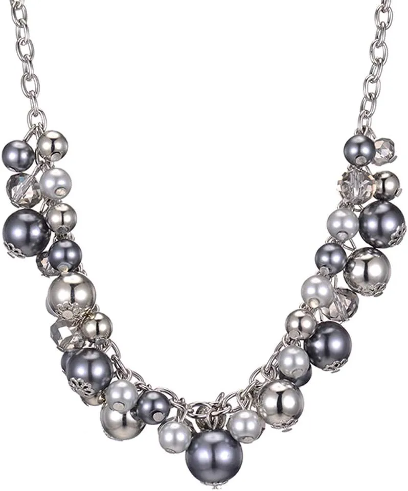 Short Chain Pendant Necklaces For Women - Silver Fashion Jewelry with Pearl and Crystal Bead, Birthday Gifts For Women