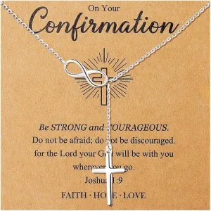 Silver Cross Necklaces for Women Confirmation Gifts First Confirmation Necklace Gifts Faith Religious Cross Jewelry Gifts for Women