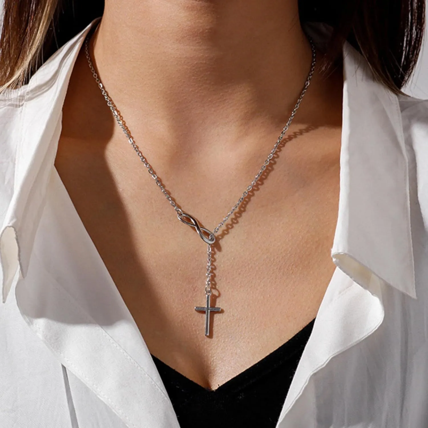 Silver Cross Necklaces for Women Confirmation Gifts First Confirmation Necklace Gifts Faith Religious Cross Jewelry Gifts for Women