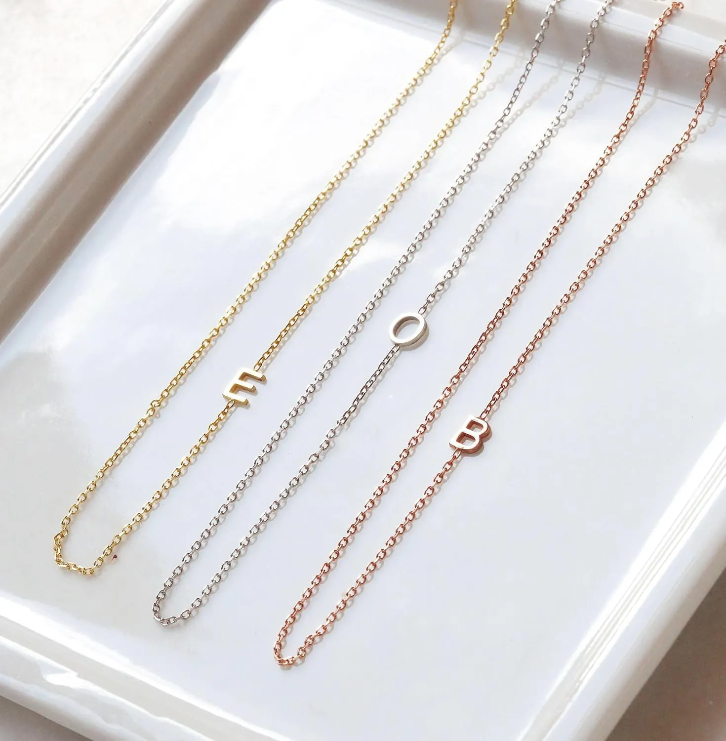 Silver Necklace for Women, Dainty Sideways Letter Necklace Sterling Silver Initial Necklace Cute Name Necklace Personalized Simple Silver Choker Necklaces for Women Trendy Jewelry Gifts