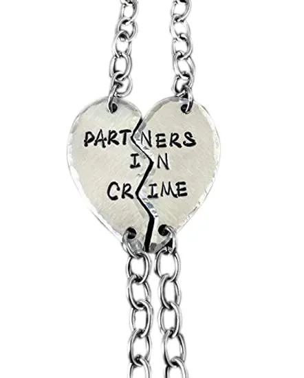 Silver PARTNERS IN CRIME bracelets best friends bracelet broken heart set friendship bracelet Christmas gift best girls jewelry Friend Gift