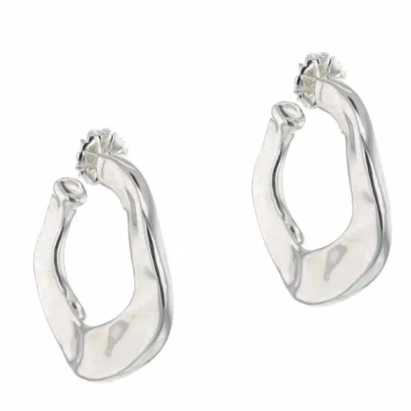 Simon Sebbag Wavy Round Thin Hoop Sterling Silver Earrings E2921