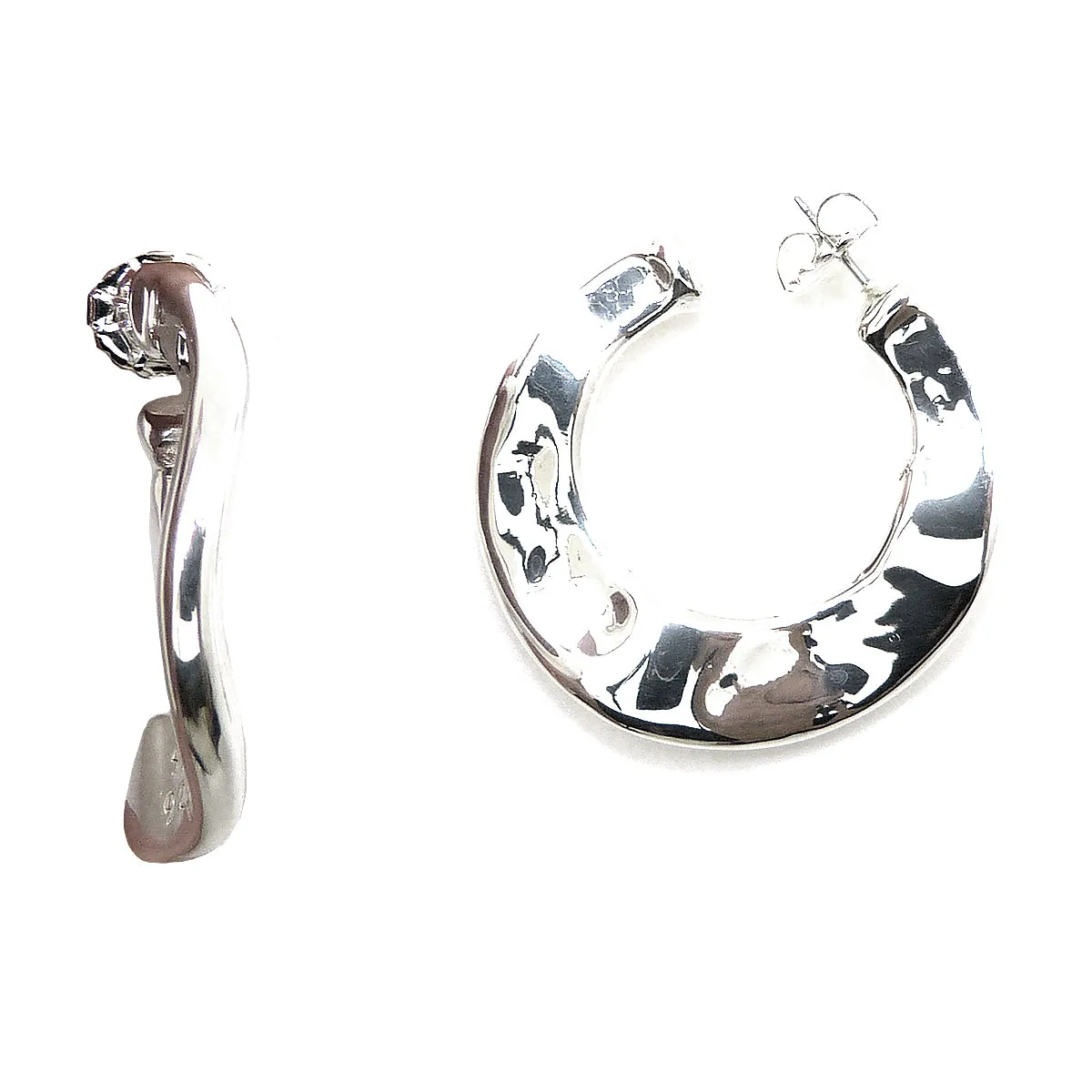 Simon Sebbag Wavy Round Thin Hoop Sterling Silver Earrings E2921