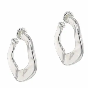 Simon Sebbag Wavy Round Thin Hoop Sterling Silver Earrings E2921
