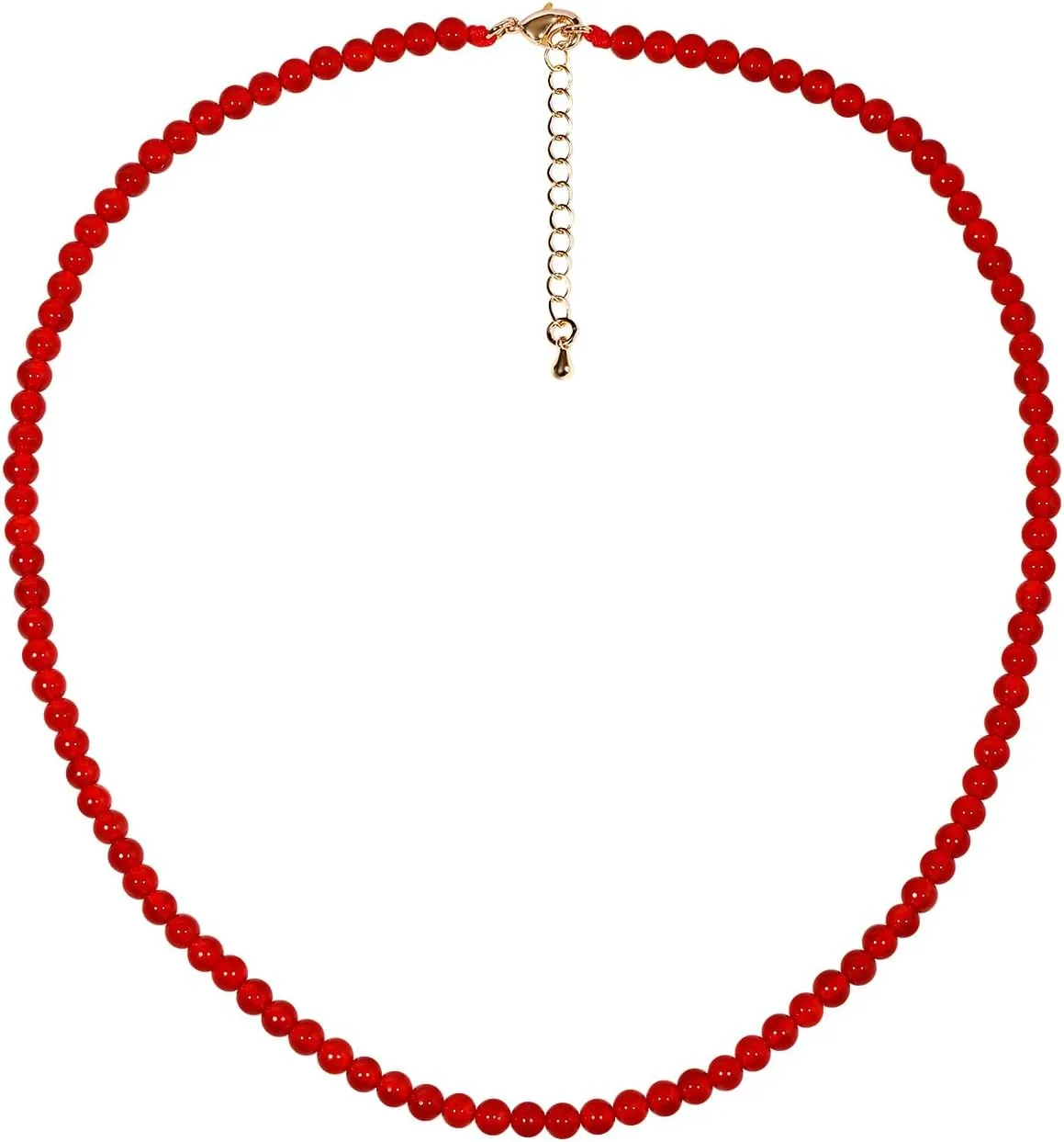 Simple Choker Necklace for Women Real Stone and Crystals Necklaces 4mm Beaded Choker Jewelry Meditation Gift for Women (16" 2")