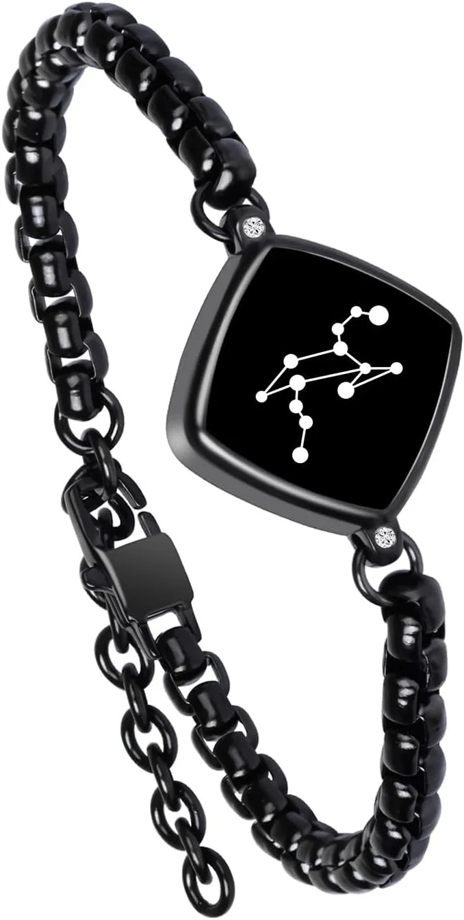 Single Bracelet Long Distance Touch Bracelets Jewelry, Remote Smart Love Bracelet,Send SOS SMS Relationship Bracelets constellations for Couples Lovers Friends Valentine's Day Gifts Black / Silver