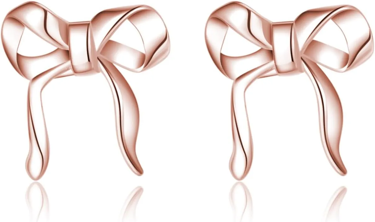 SLUYNZ 925 Sterling Silver Bow Stud Earrings for Women Teens Bow Ribbon Earrings Stud Bowknot Earrings