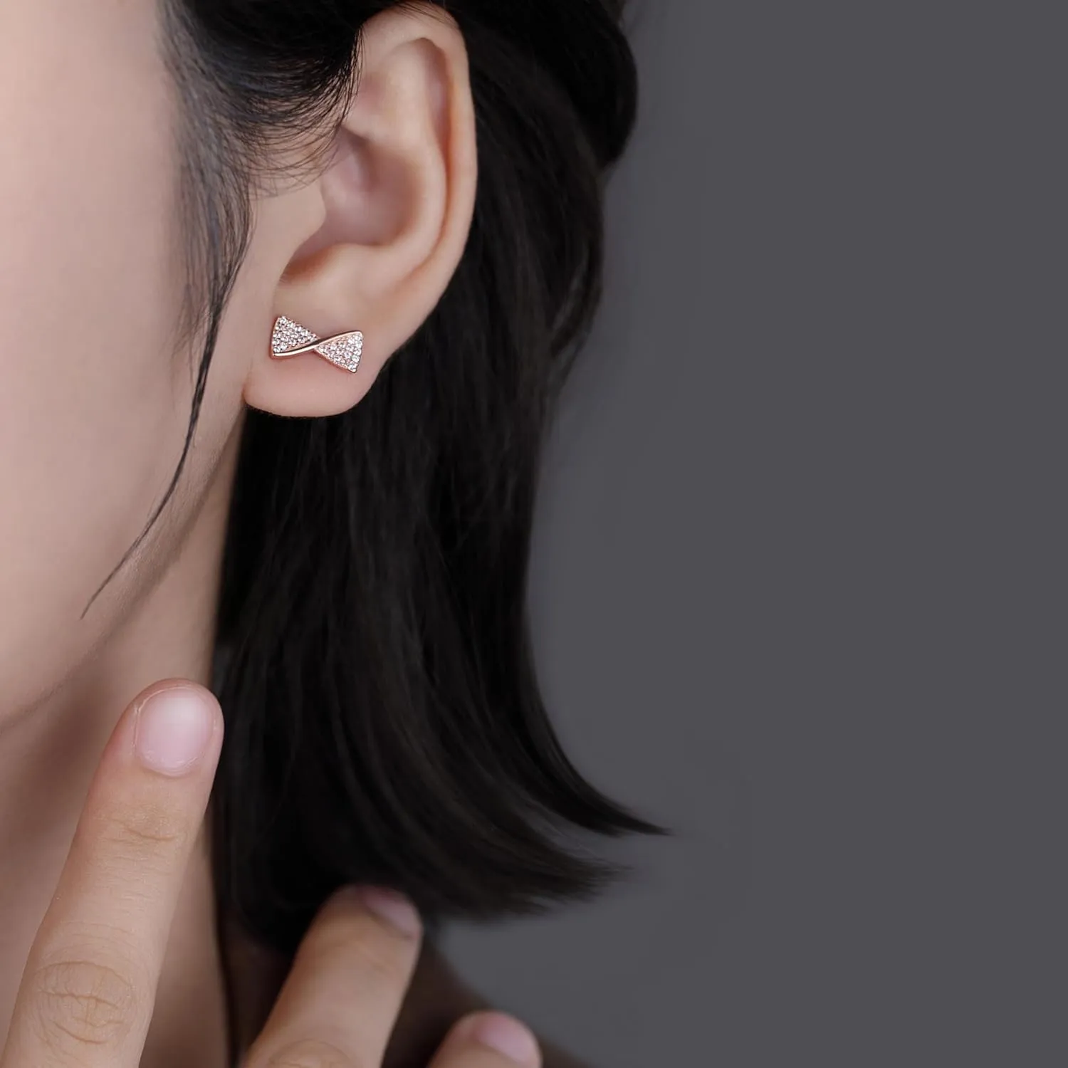 SLUYNZ Solid 925 Sterling Silver CZ Bow Earrings Stud for Women Teens Bowknot Stud Earrings