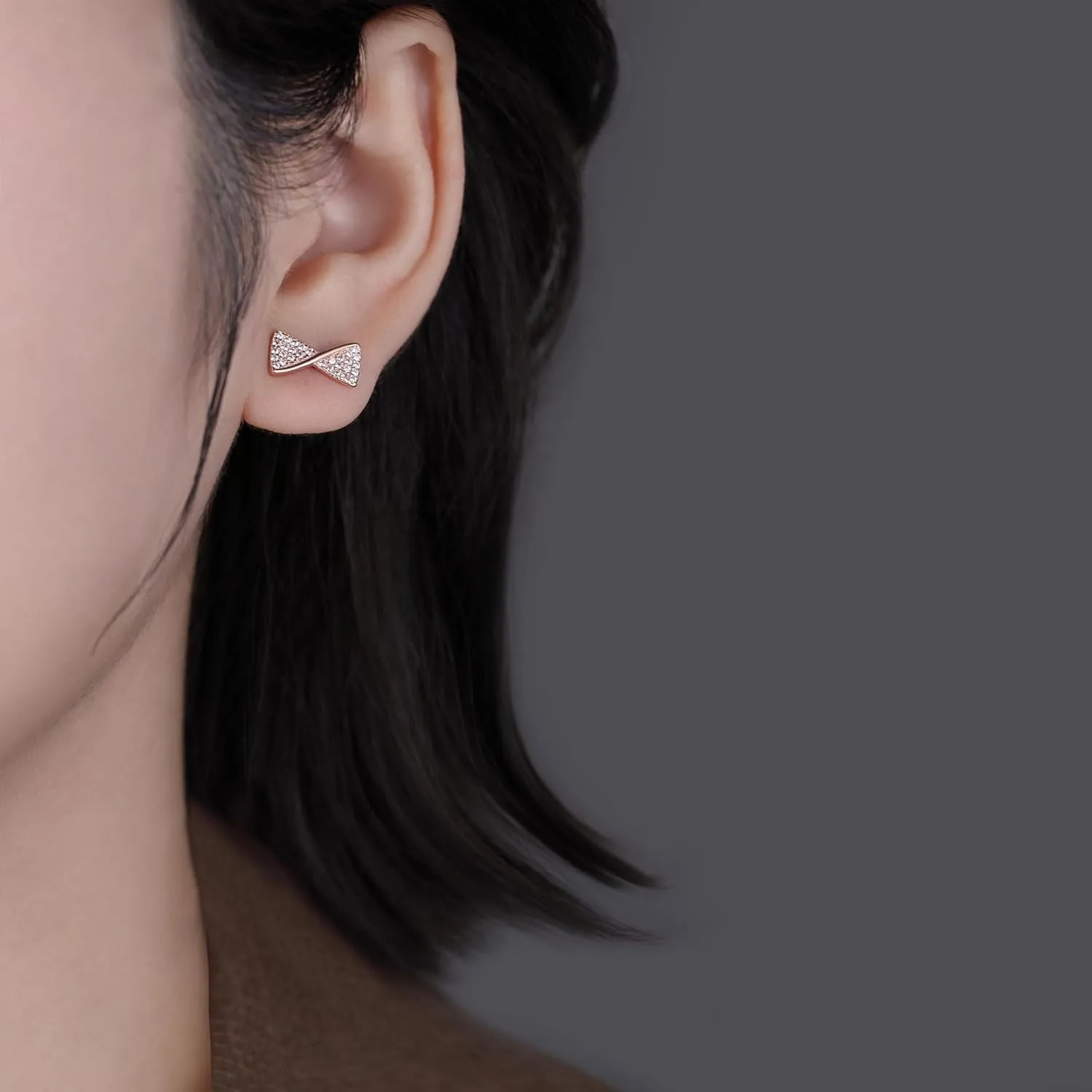 SLUYNZ Solid 925 Sterling Silver CZ Bow Earrings Stud for Women Teens Bowknot Stud Earrings