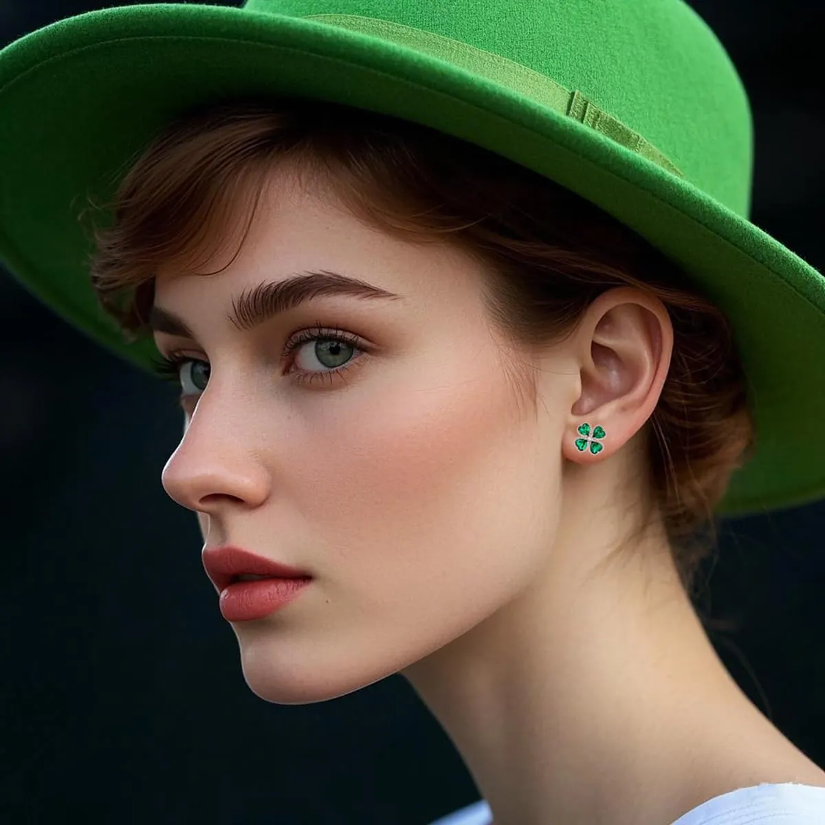 SLUYNZ Solid 925 Sterling Silver Green Clover Earrings Stud for Women Teens Love CZ Clover Stud Earrings for Spring Summer