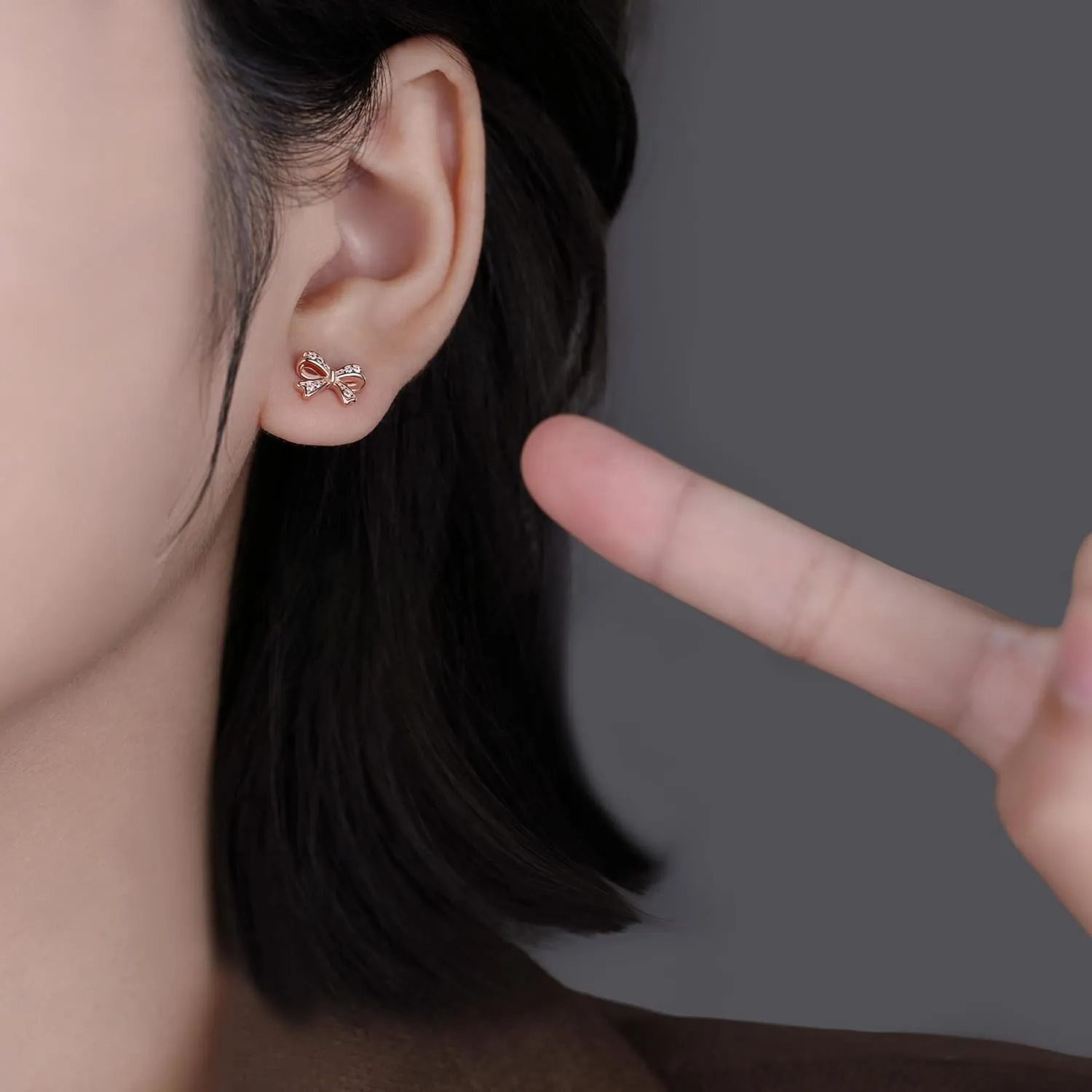 SLUYNZ Solid 925 Sterling Silver Tiny Bow Earrings Stud for Women Teens CZ Bowknot Stud Earrings