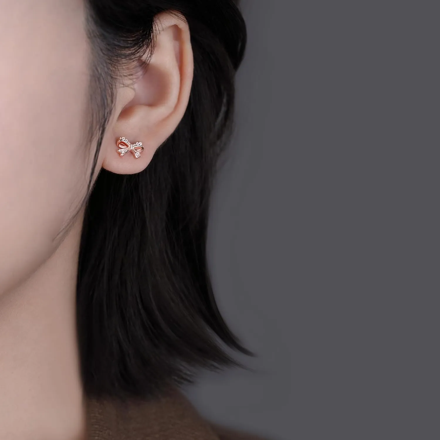 SLUYNZ Solid 925 Sterling Silver Tiny Bow Earrings Stud for Women Teens CZ Bowknot Stud Earrings